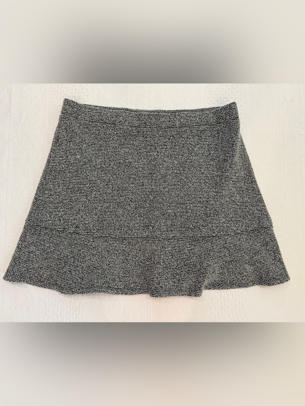 LOFT Tweed Flounce Flutter Skirt Women’s XL Black And White Elastic Waist